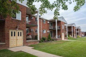 Renovated sidewalk at the Alberta Square Apartments in Amherst, New York.
